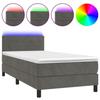Maison Exclusive - Sommier à lattes de lit et matelas et LED Gris foncé 90x200 cm