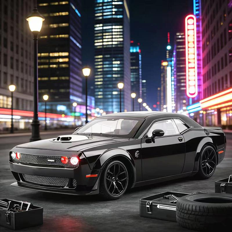 1/18 Dodge Challenger SRT Hellcat Сплав Трассовый Гоночный Автомобиль Модель Металлический Мускулистый Спортивный Автомобиль Модели Транспортных Средств Звук Свет Детские Игрушки Подарок