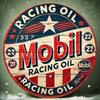 Винтажная металлическая табличка Mobil Oil Racing 8x8 дюймов Ретро Декор для гаража Алюминиевая табличка