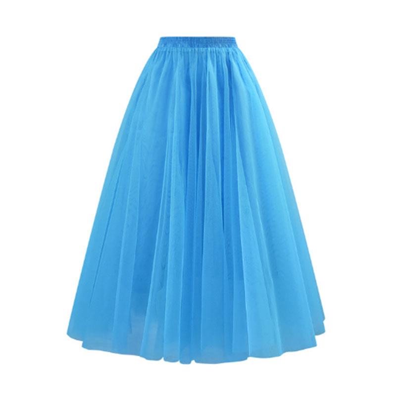 Женская плиссированная юбка-миди, тюлевая юбка, весна-лето, эластичная сетчатая юбка-пачка с высокой талией
