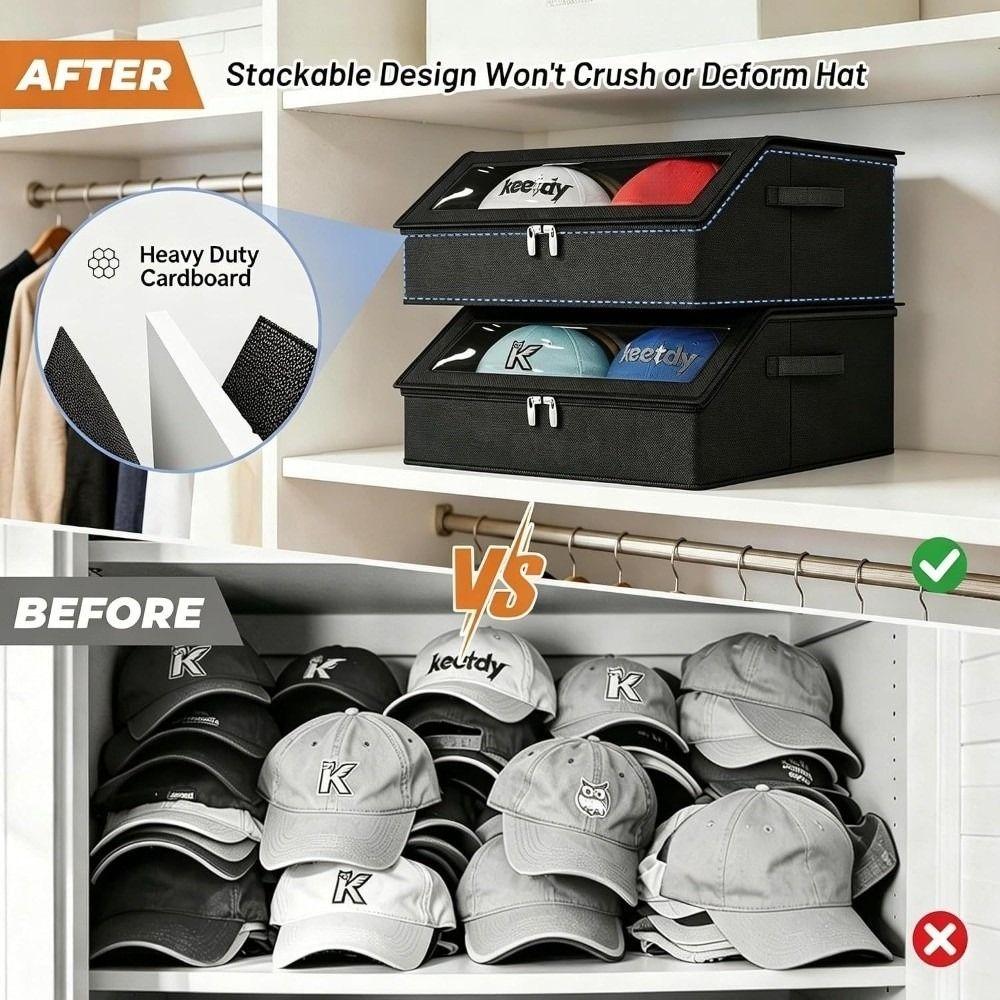 Non-woven Stackable Hat Organizer 24 Cap Capacity Cap Storage Case Hat Storage Box Closet Storage