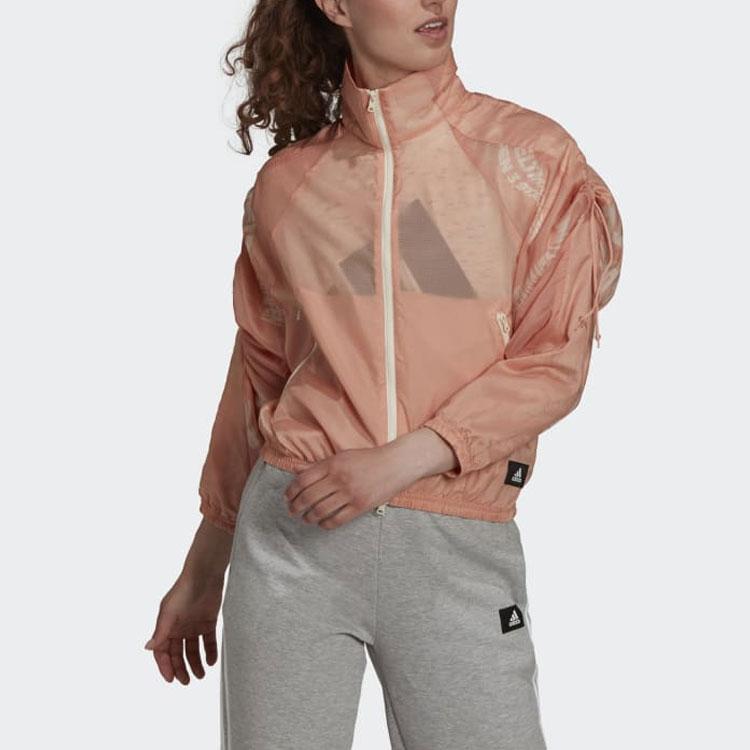 Adidas Спортивная тренировочная куртка с воротником-стойкой и шнурком, женская куртка красного цвета, розового цвета H39732