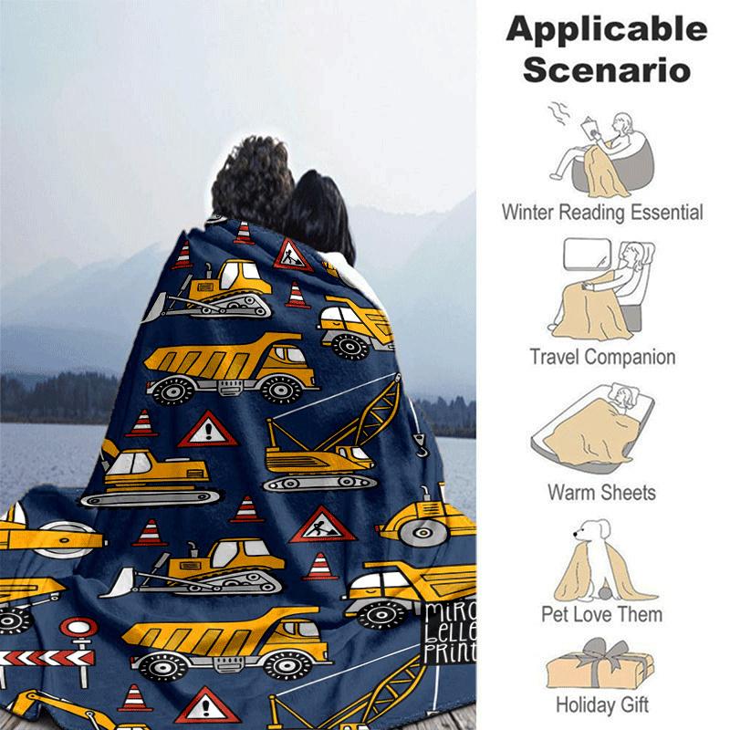 1pc Tractor Printing Lightweight Flannel Blanket, Comfortable and Warm Blanket, for Camping Sofa Bed and Couch Office, Suitable for Gift Blan