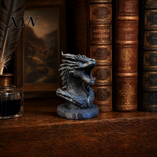 Ретро Фигурка Головы Дракона, Фэнтезийная Статуэтка 3D Печати, Мифическая Коллекционная Скульптура Животного для Декора Дома, Офиса, Стола, Подарок Коллекционерам