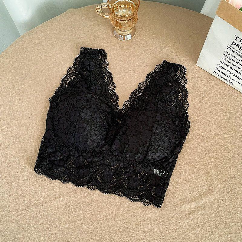 Sexy Women Lace Bras With Pad Long Underwear Wireless Solid Backless Lingerie For Girls Inner Tops Fashion Lady Bras