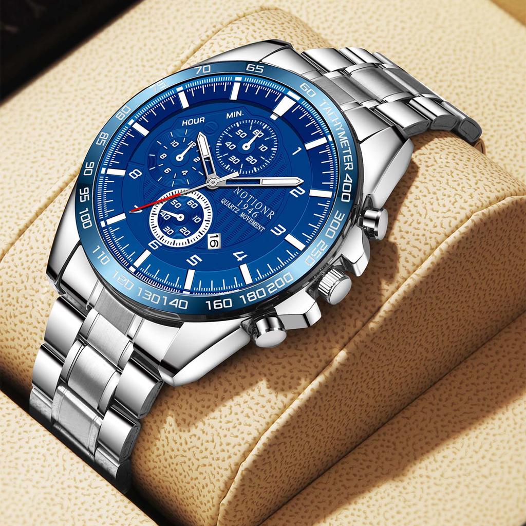 Fashion Business Men's Watch Men's Quartz Watch Stainless Steel Watch Large Dial Watch Casual Men's Watch Sports Watch Calendar Watch