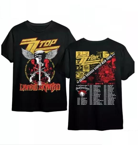 Zz Top 2024 Тур Lynyrd Skynyrd 100% Хлопок Футболка Мужские Футболки Топ S-3xl Подарок Фанаты Размер S-5xl Мировая Музыка