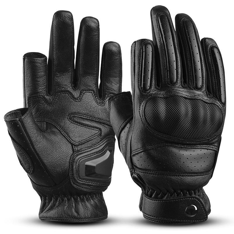 Корейские мотоциклетные перчатки из натуральной кожи, с сенсорным экраном, нескользящие, летние, дышащие, защитные, полнопалые, из овчины, для езды на мотоцикле