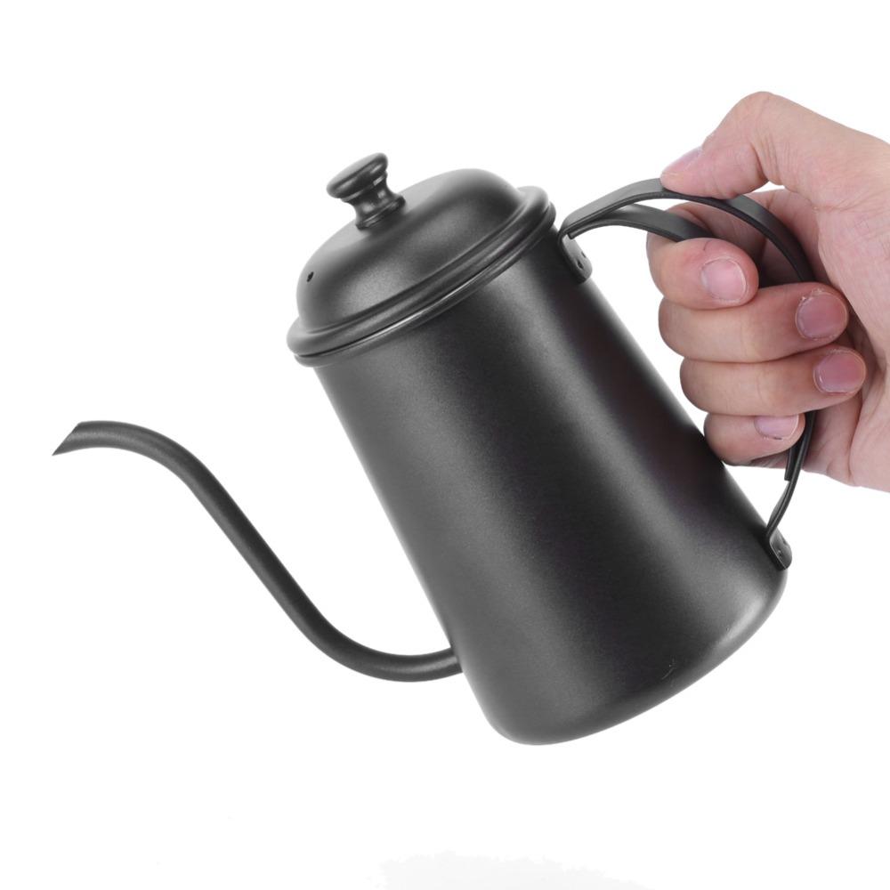 650ML Capacity Coffee Drip Pot Black Color Stainless Steel Kettle Home Brewing Kettle Home Use