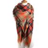 Autumn/Winter Striped Orange Checked Color Checked Soft Scarf, Large Square Shawl, Ladies