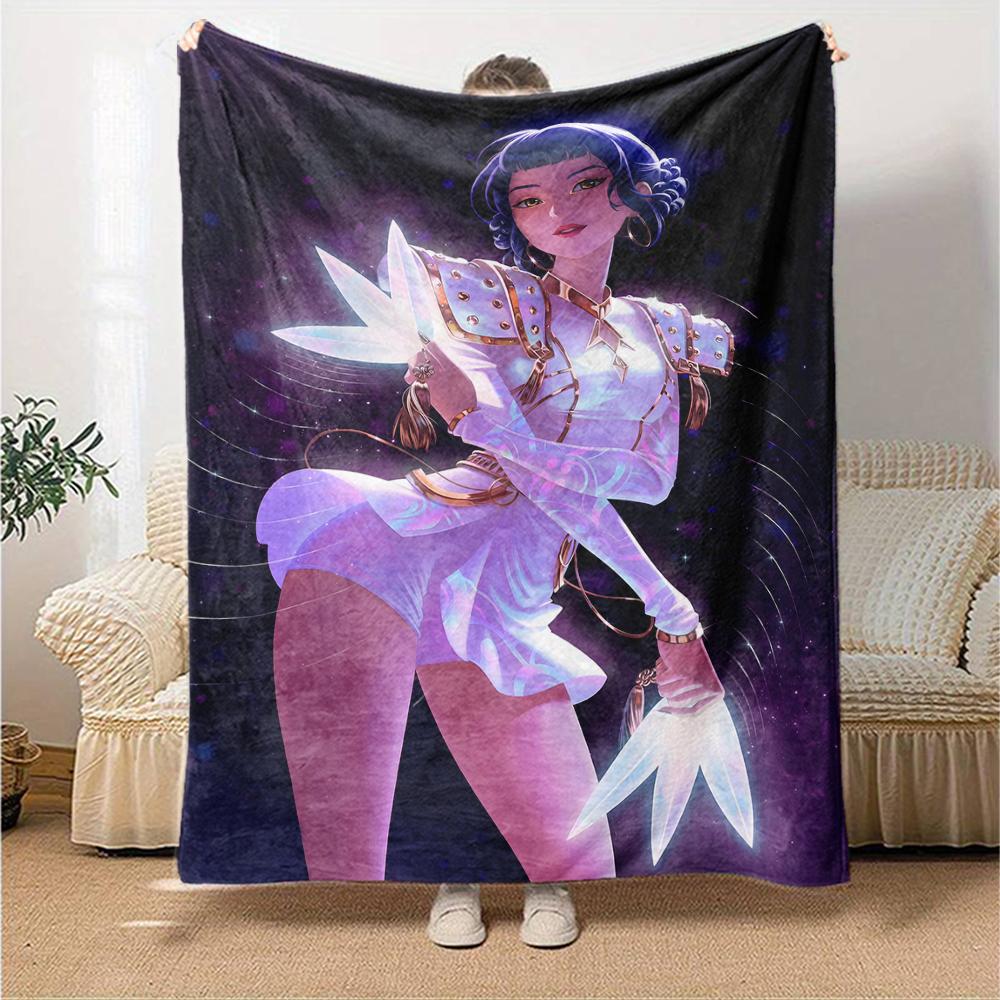 1pc KPop Demon Hunters ZOEY1 Blanket, Gift, for Men and Women, Soft Blanket, Good for Sofa Bed Couch Travel, Lightweight Flannel Blanket