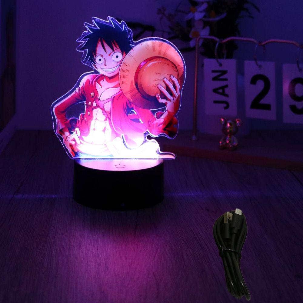 Аниме Фигурки Новая 3D Лампа 16см One Piece Луффи Зоро Умный Сенсорный Светодиодный Ночник Домашний Декор Комната Детский День Рождения Модель Игрушки Подарки