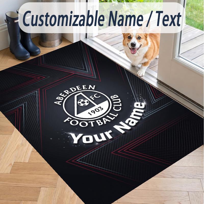 Custom Text Printed Rug Aberdeen FC Non Slip Floor Carpet For Home Room Decor