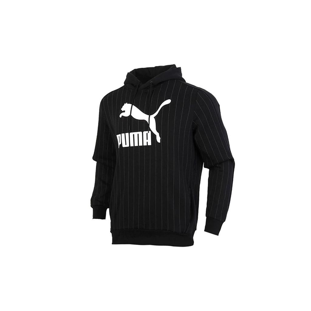 Puma Мужской флисовый пуловер с капюшоном в тонкую полоску, черный 530179-01