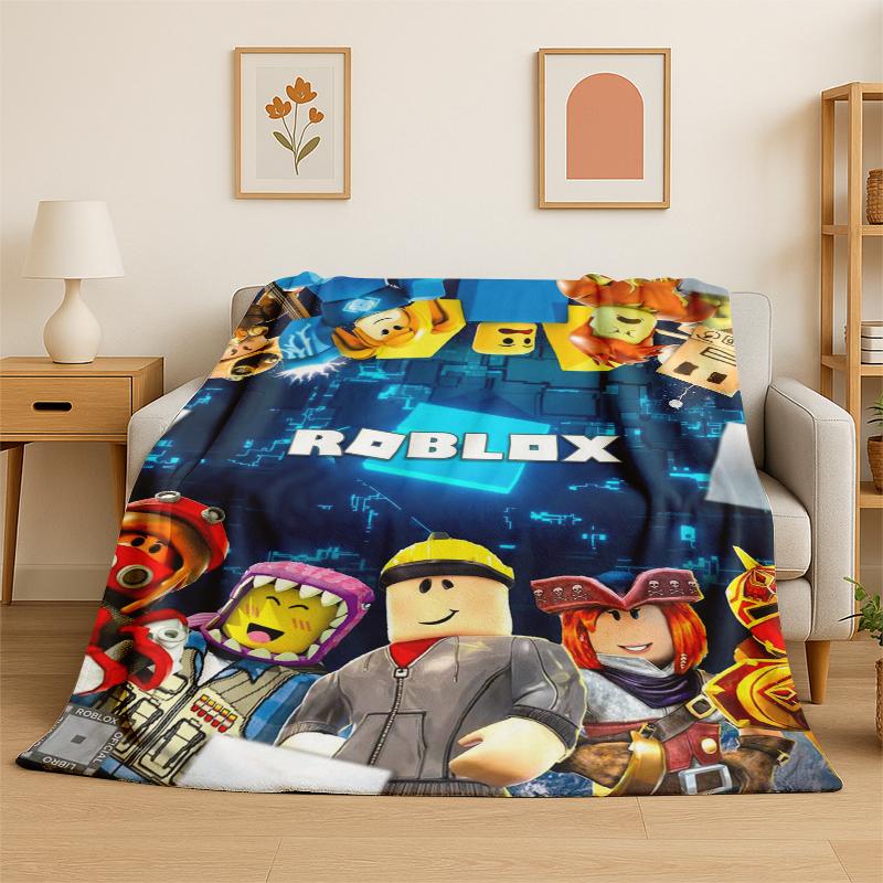 Мультяшное одеяло из фланели для игры R-Robloxs, мягкое и теплое плед-покрывало для спальни, гостиной, кровати, путешествий, кемпинга, пикника, подарок