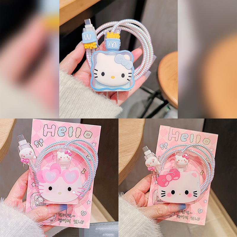 Hello Kitty Защита для зарядного кабеля и данных Чехол-протектор для Apple iPhone 18/20W Защита зарядки Защита от переломов Набор органайзеров для кабеля данных