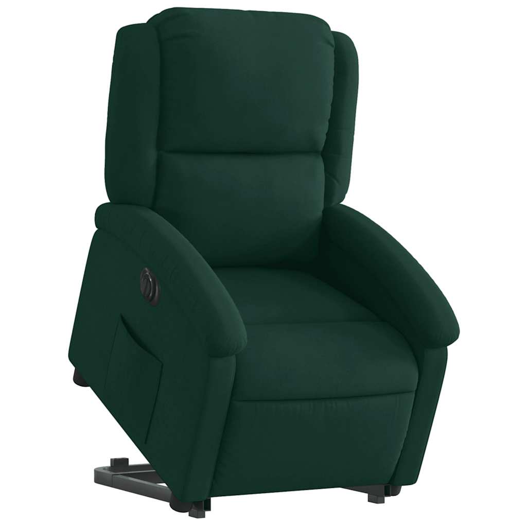 Electric Recliner Chair with Rising Function Dark Green Velvet