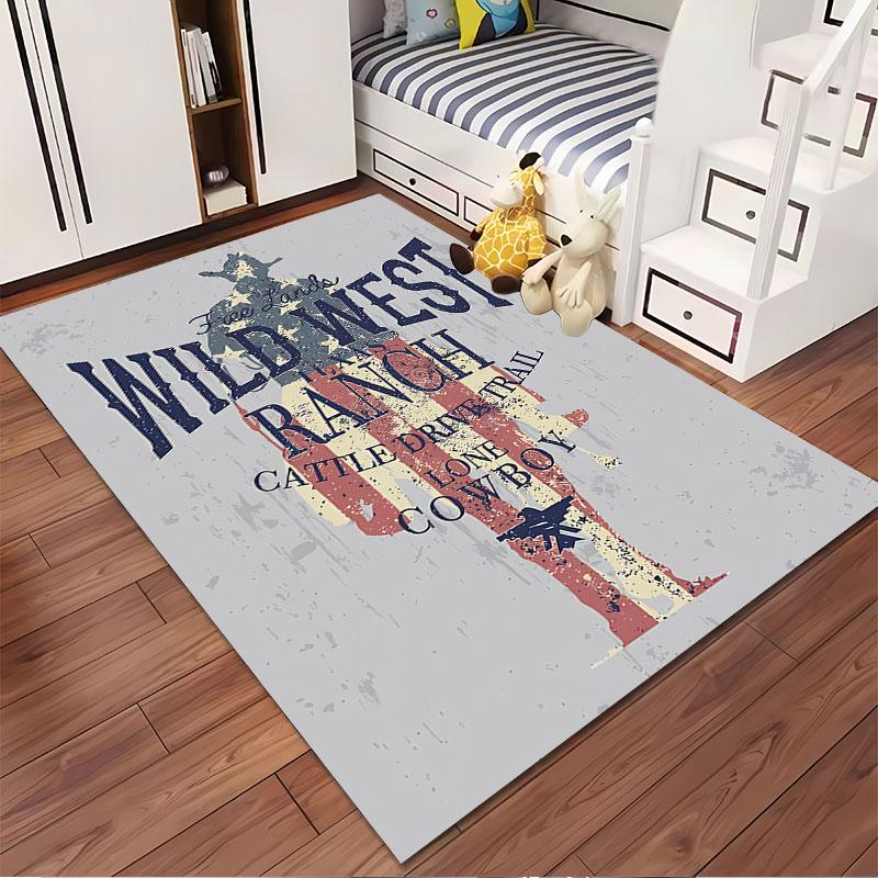 Wild West Cowboy Graphic Carpet suitable as a non-slip mat for the living room or bedroom sofa