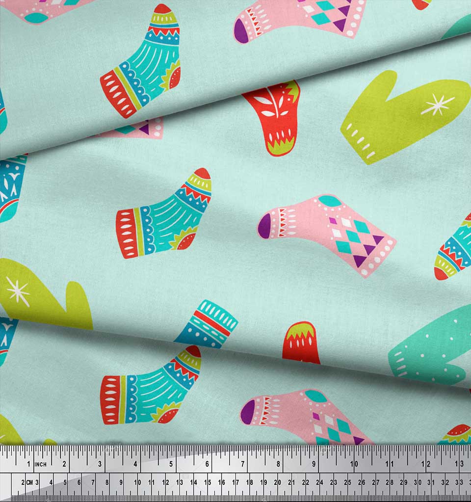 Soimoi Зеленый японский креп-сатин, носки и перчатки, ткань для декора в народном стиле, напечатанная, метр 42 дюйма