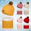 Fashion Toddler Fur Pom Bobble Hemming Hat Baby Beanie Cap Knitted Neckerchief Hat Scarf Set