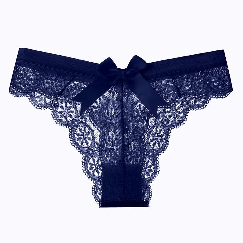Женское кружевное нижнее белье G-String, женское с Т-образным вырезом, сексуальные модные стринги, женские прозрачные трусики с бантом сзади, M-XL