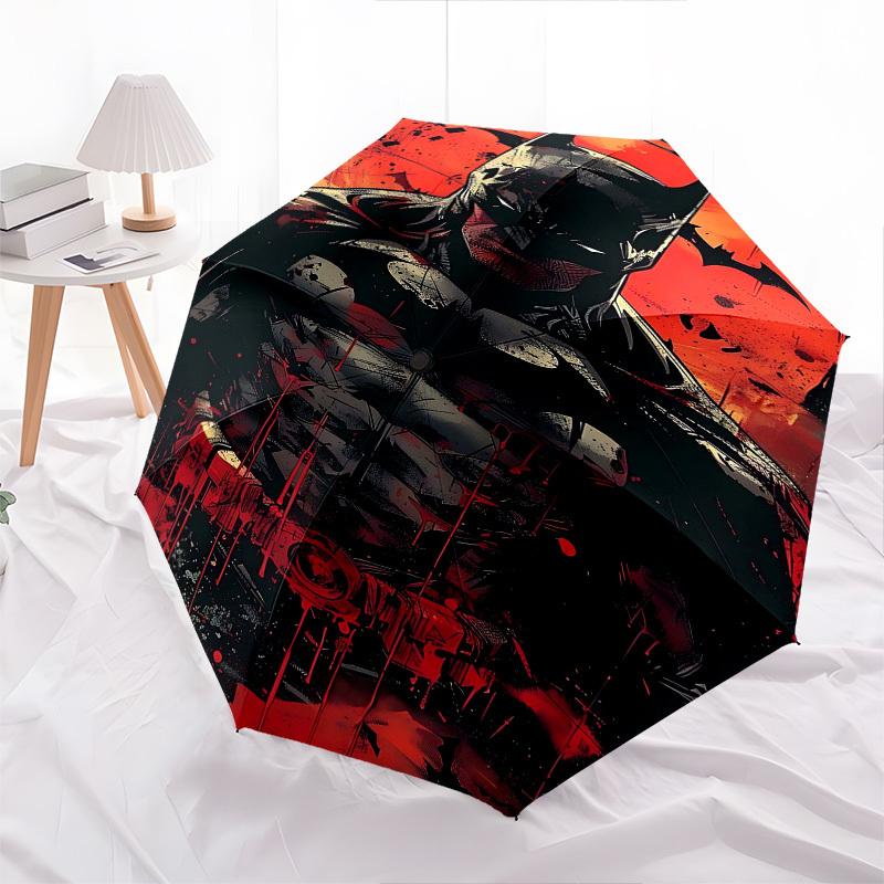 1pc Batman Blood Automatic Folding Umbrella - Compact 8-Rib Design, Durable Plastic & Iron1198L