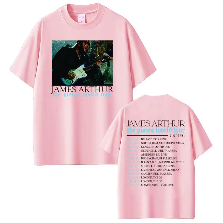 Rapper James Arthur Pisces World Tour 2026 Print Tshirt Unisex Women Hiphop Tshirt Casual pure Cotton Tshirts Streetwear