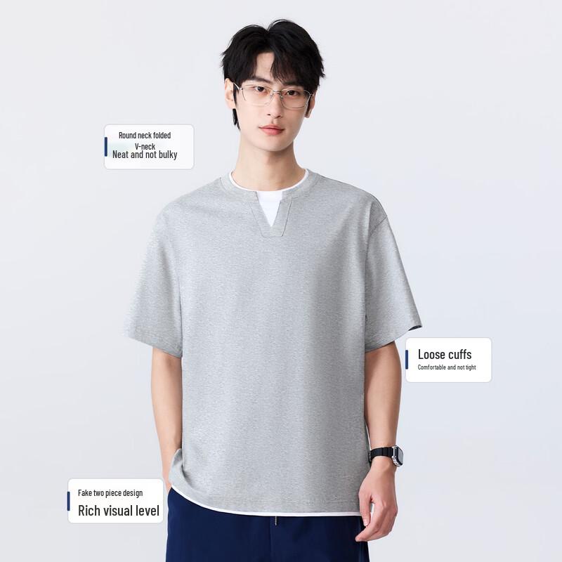 MINISO Мужская футболка из чистого хлопка с эффектом двухслойности