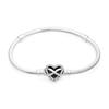 592645C01 Moment Sparkling Infinity Heart Clasp Silver Bracelet
