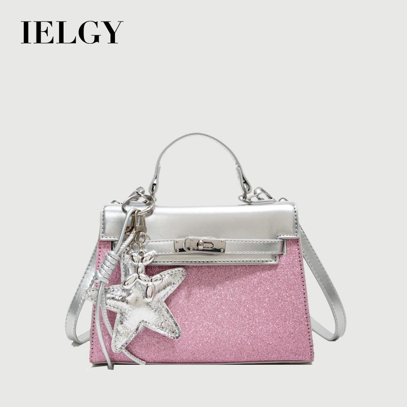 IELGY Ladies Messenger Bag Fashion Casual Silver Stitching Small Square Bag