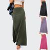 Европейская и американская юбка миди А-силуэта для通勤 - Однотонная, Вязаная, Полиэстер-Хлопок, Микроэластичная, Весенне-осенняя одежда