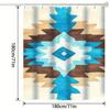 Aztec Geometric Shower Curtain - Blue & Brown Pattern, Polyester, Washable, Hooked, Southwestern Bath Decor