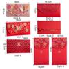 6pcs Creative Laser Engraving Chinese Red Envelopes Hollow Embossed Lucky Money Bag Three-dimensional Rectangular Red Packet