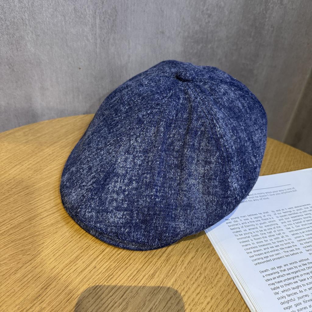 For Beret Vintage Women With Water Wash Denim And Short Brim For Wear Daily