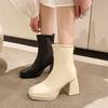 Женские ботинки Мартина осень-зима новая мода квадратный носок европейский и американский ретро высокий каблук толстый каблук задняя молния тонкие короткие ботинки