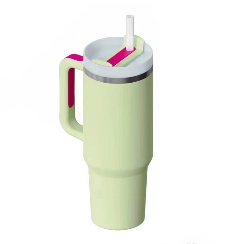 40 унций Тамблер с ручкой, соломинкой, бутылка-термос, чашка для мороженого из нержавеющей стали, термокружка, сохраняет холод и тепло, бутылка для воды