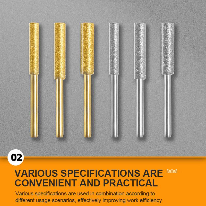 6 шт./компл. цилиндрические борфрезы с алмазным покрытием 4/4,8/5,5 мм, шлифовальные станки для цепной пилы, устойчивые к камню, шлифовальные инструменты для цепной пилы, резьбы по дереву