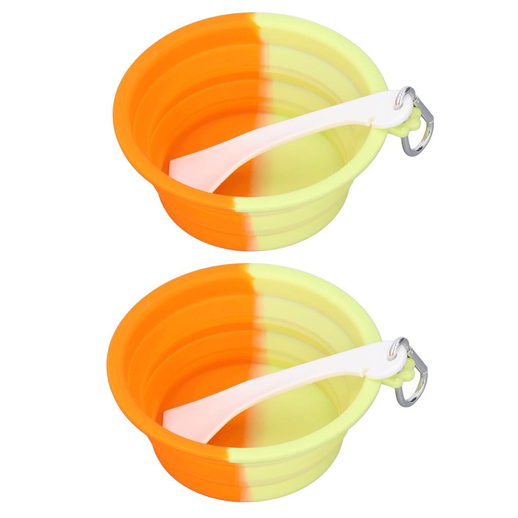 2PCS Foldable Pet Bowl 380ml Silicone Portable Feeding Watering Dish Travel Bowl for Dogs Cats and