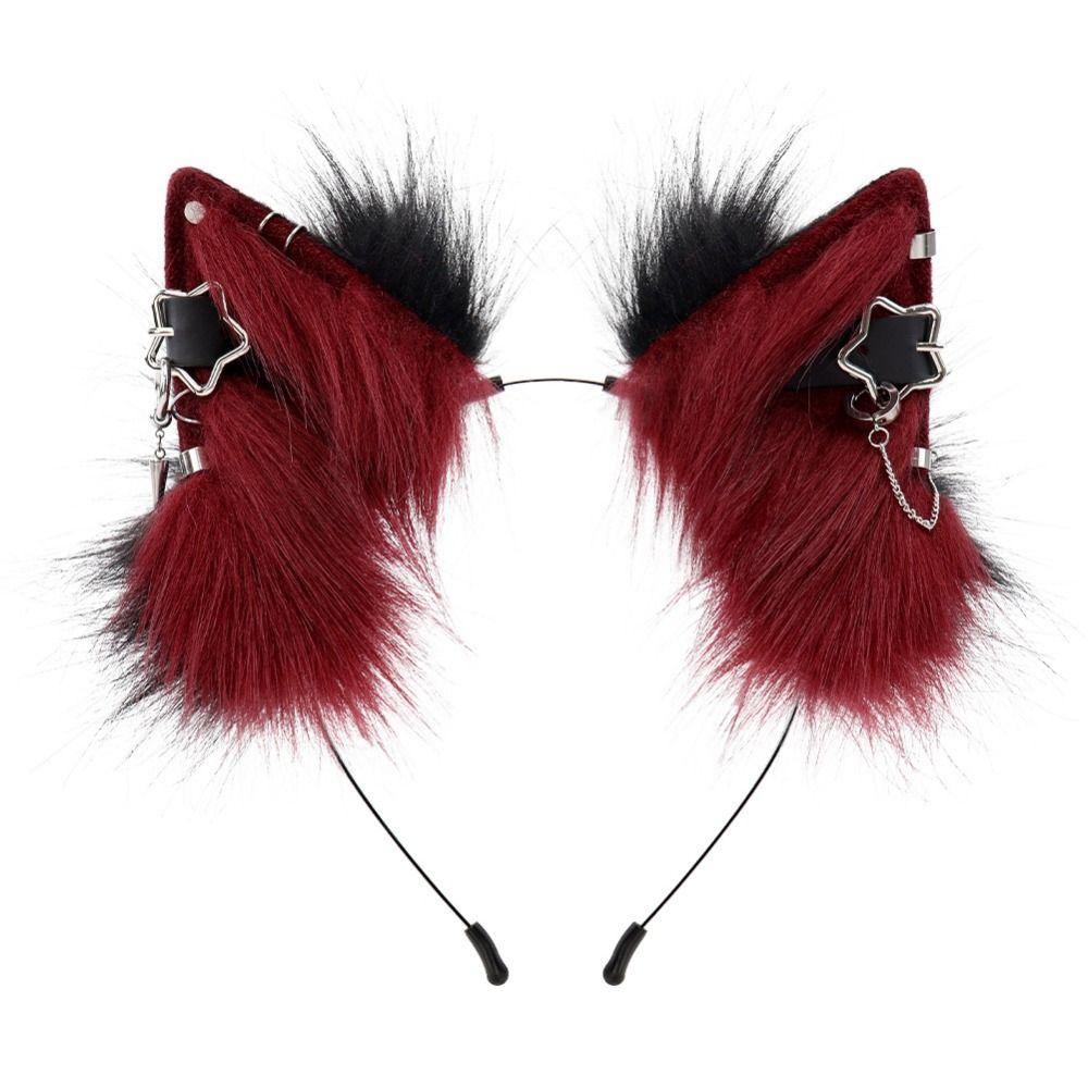 Simulation Design Fur Cat Ears Headband Handmade Cosplay Headband For Halloween Costume
