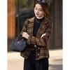 Women's Elegant Plaid Short Wool Coat