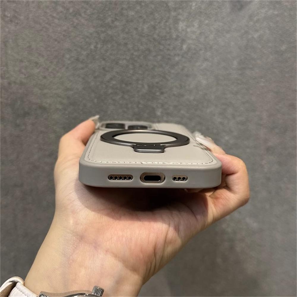 Роскошный кожаный чехол-подставка с кольцом для бизнеса с магнитной фиксацией для iPhone 16 Pro Max 15 14 13 12 для беспроводной зарядки MagSafe, противоударный чехол