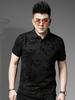 European Style 2026 New Trendy Brand Velvet Print Polo Shirt for Men, Summer Fashion Rhinestone Turn-Down Collar Short-Sleeve T-Shirt for Men