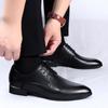 Spring Men's Korean Version Pointed Non Slip Small Leather Shoes Classic Black Lace Up Comfortable Business Casual Leather Shoes