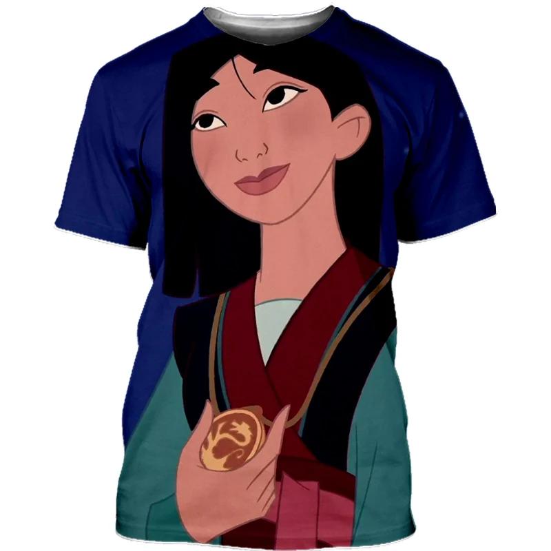 Новые футболки Disney Мулан Мультфильм Аниме 3D Печать Уличный стиль Мужские Женские Повседневная Мода Оверсайз Футболка Детские Мальчики Девочки Футболки Топы