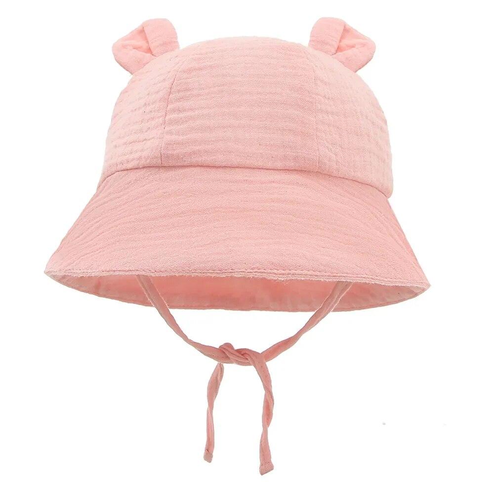Baby Autumn 2024 Sun New Hat Children Outdoor Rabbit Ear Beach Caps Boy Girl Panama Hat Unisex Beach Bucket Hats Bunny Hat