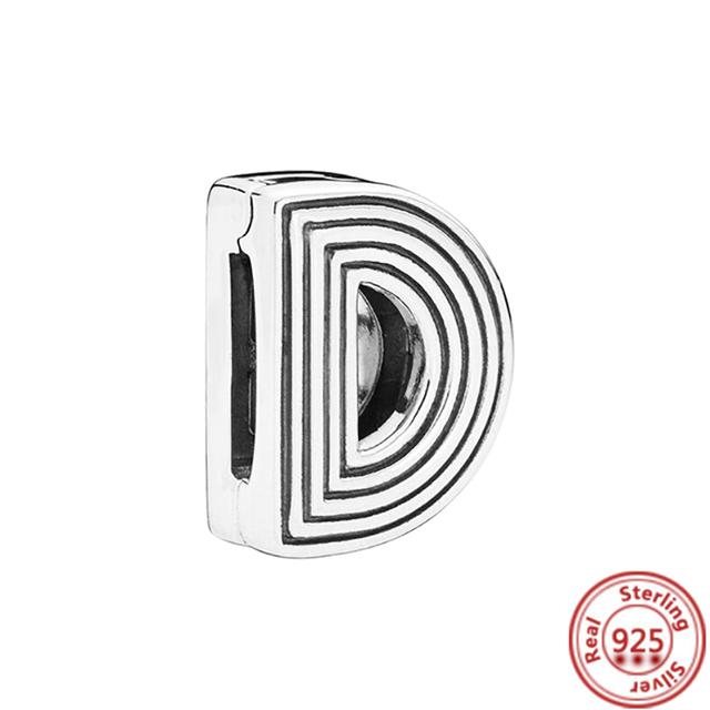 Стерлингового серебра 925 пробы, бусины, буквы, сердце, листья, круг, сверкающие клипсы, подвески, подходят для браслета с отражениями, ювелирные украшения