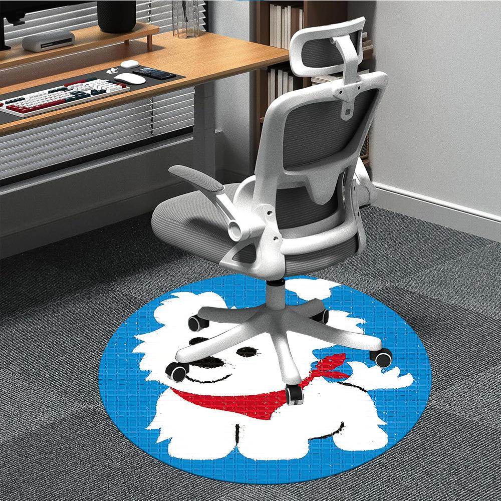 1PC Puppy Love Office Round Area Rug, Mat Suitable For Office, Under Office Chairs Bedroom Living Room Home Decor, Room Deco