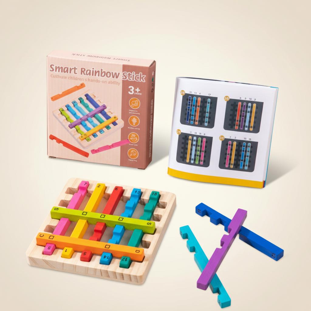 Wooden-Rainbow Stick Puzzle Toy For Kids Logic Thinking Training Board Game