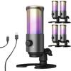 Fujirec USB Condenser Microphones (5-Pack) Gaming Microphones with RGB Unidirectional Design, Volume Knob, Headphone Jack, and Mute Switch (5)