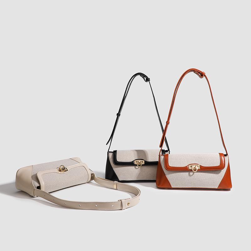 2024 Летняя Высококлассная Сумка-багет через плечо с цветными блоками